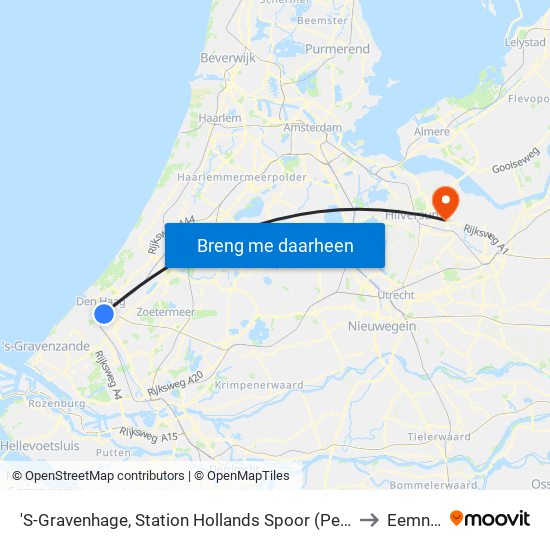 'S-Gravenhage, Station Hollands Spoor (Perron A) to Eemnes map