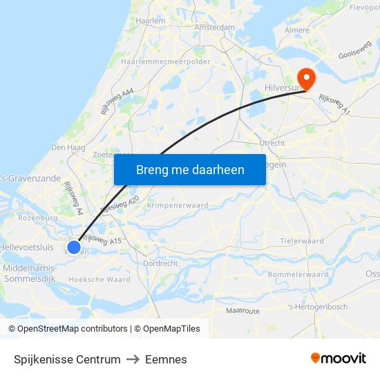 Spijkenisse Centrum to Eemnes map