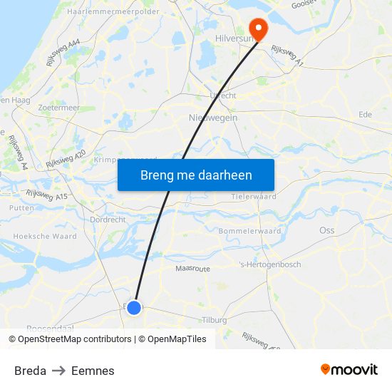 Breda to Eemnes map