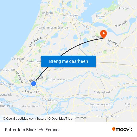 Rotterdam Blaak to Eemnes map