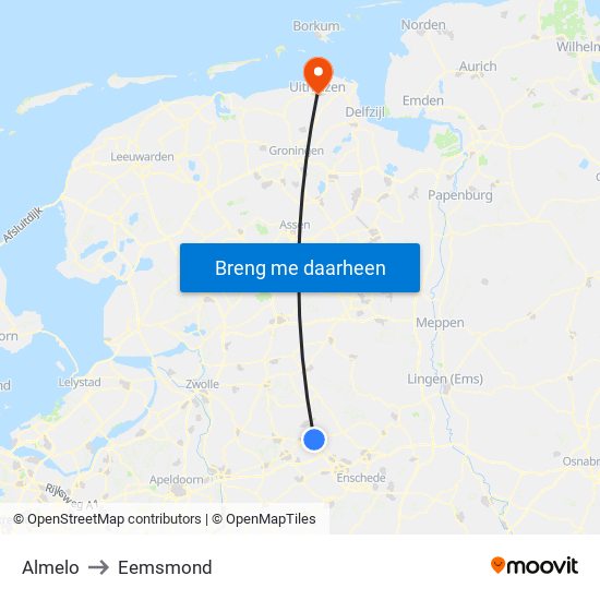 Almelo to Eemsmond map