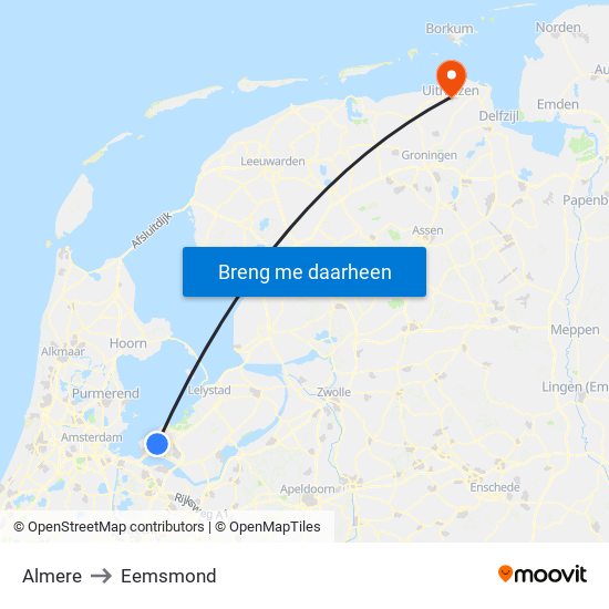Almere to Eemsmond map