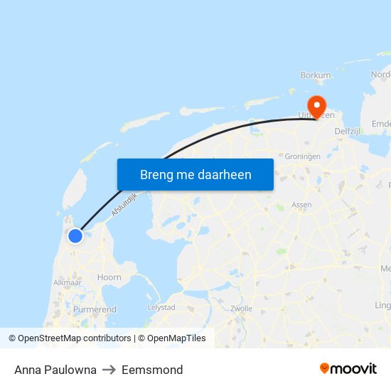 Anna Paulowna to Eemsmond map