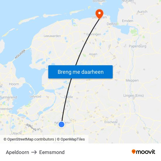 Apeldoorn to Eemsmond map