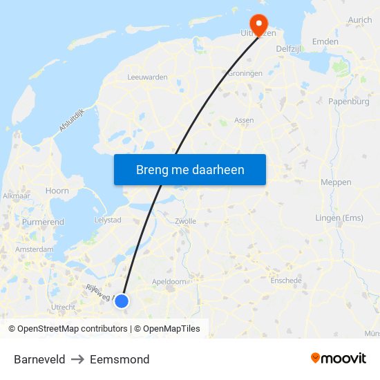 Barneveld to Eemsmond map