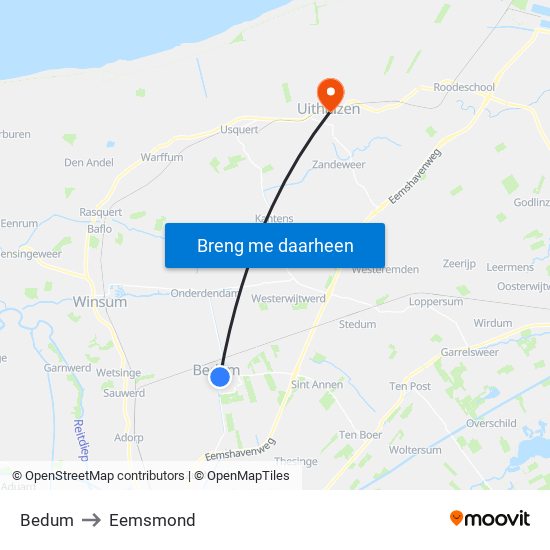 Bedum to Eemsmond map