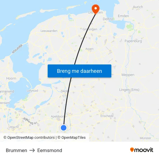 Brummen to Eemsmond map