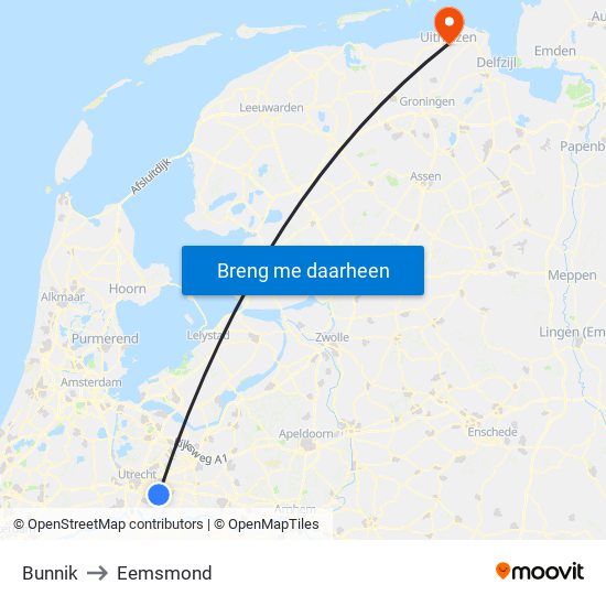 Bunnik to Eemsmond map