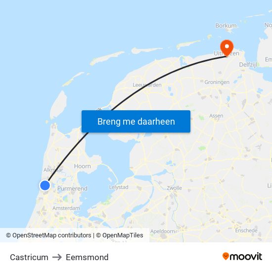 Castricum to Eemsmond map