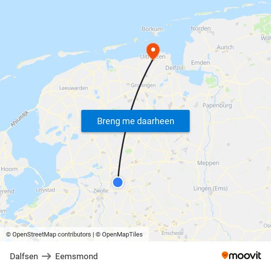 Dalfsen to Eemsmond map