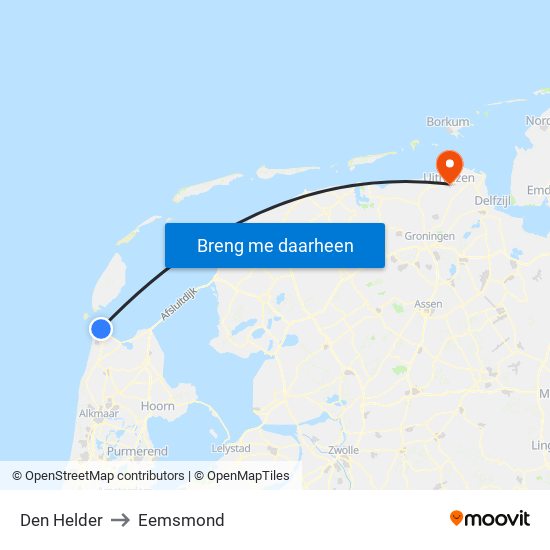 Den Helder to Eemsmond map