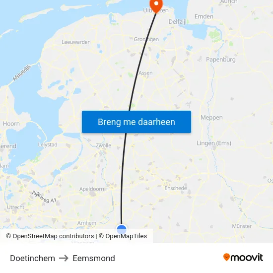 Doetinchem to Eemsmond map