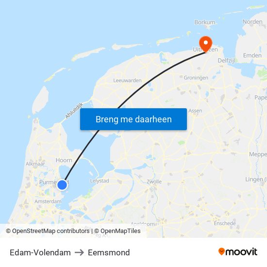 Edam-Volendam to Eemsmond map