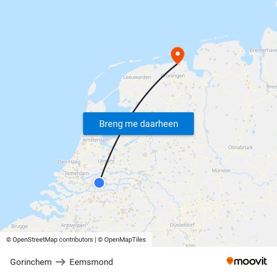 Gorinchem to Eemsmond map