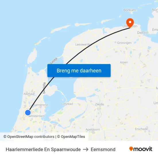 Haarlemmerliede En Spaarnwoude to Eemsmond map