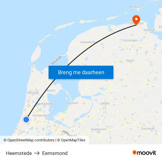 Heemstede to Eemsmond map