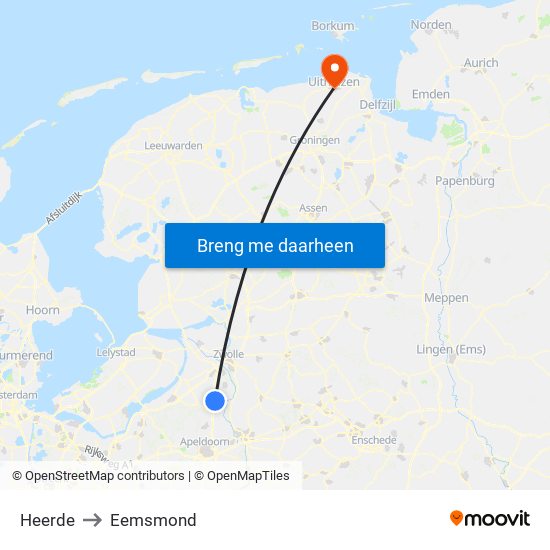 Heerde to Eemsmond map