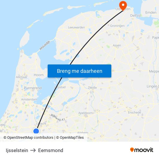 Ijsselstein to Eemsmond map