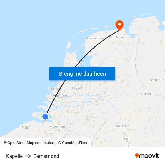 Kapelle to Eemsmond map