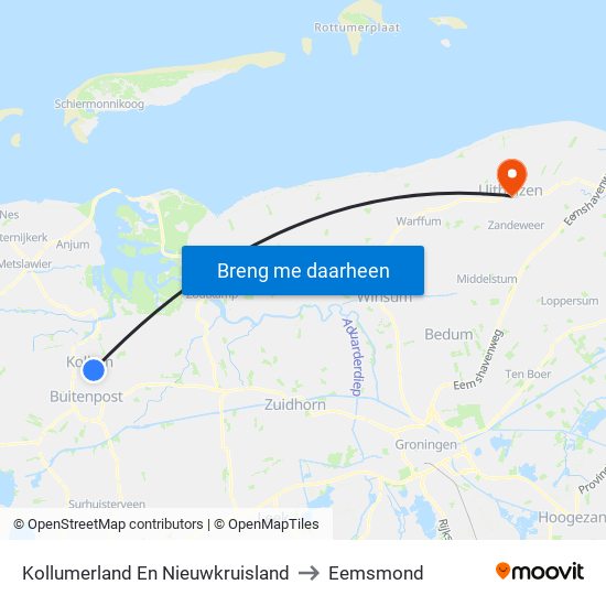 Kollumerland En Nieuwkruisland to Eemsmond map