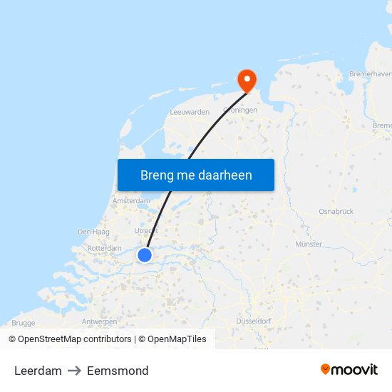 Leerdam to Eemsmond map