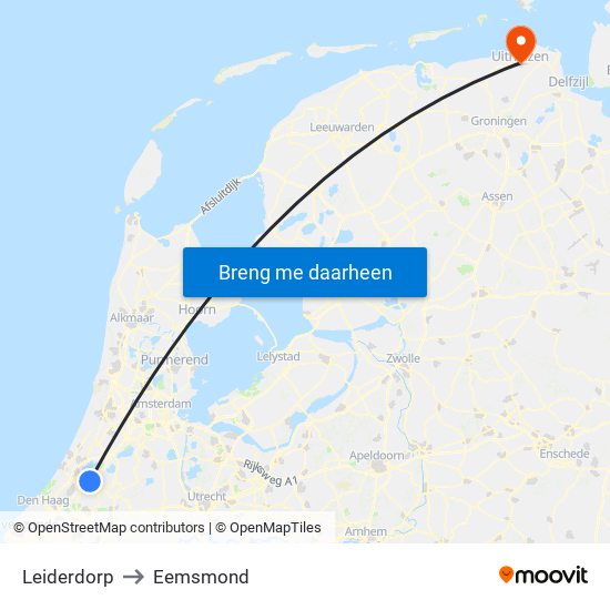 Leiderdorp to Eemsmond map