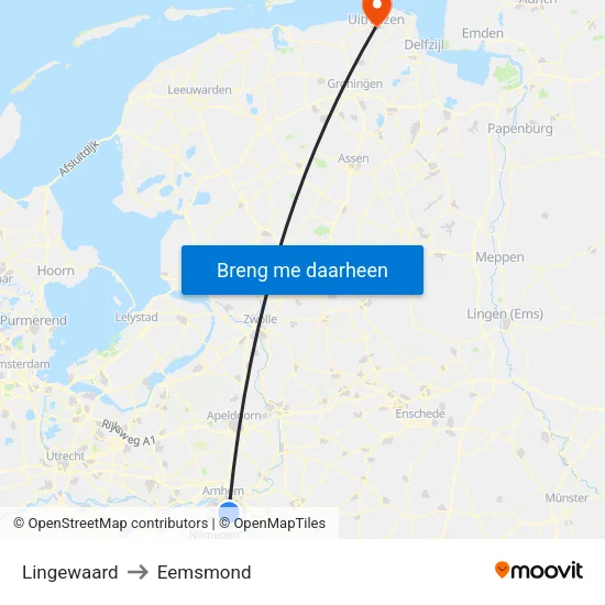Lingewaard to Eemsmond map