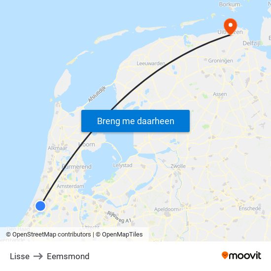 Lisse to Eemsmond map