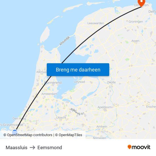 Maassluis to Eemsmond map