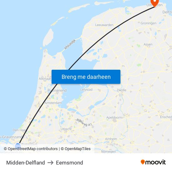 Midden-Delfland to Eemsmond map