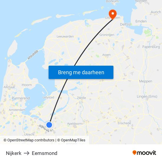 Nijkerk to Eemsmond map