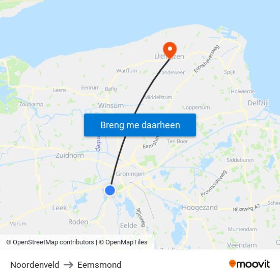 Noordenveld to Eemsmond map
