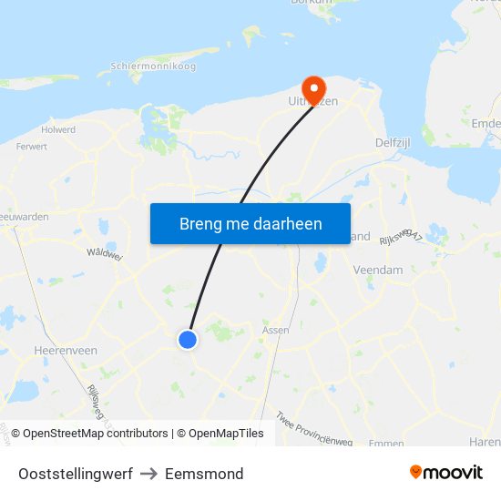 Ooststellingwerf to Eemsmond map
