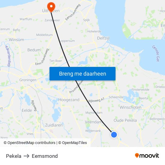 Pekela to Eemsmond map
