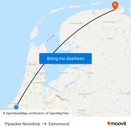 Pijnacker-Nootdorp to Eemsmond map