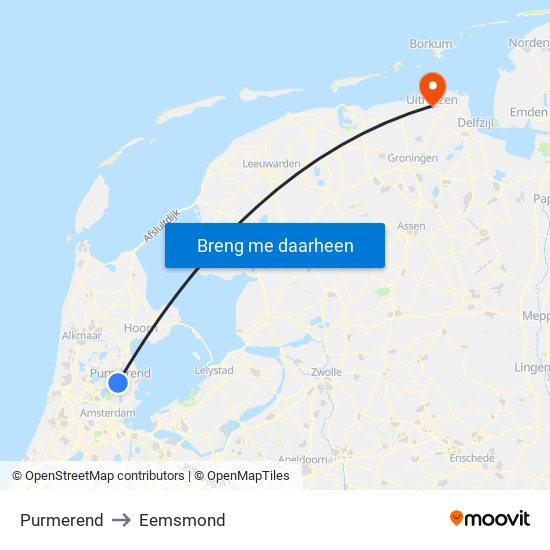 Purmerend to Eemsmond map