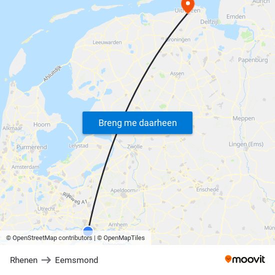 Rhenen to Eemsmond map