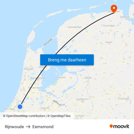 Rijnwoude to Eemsmond map