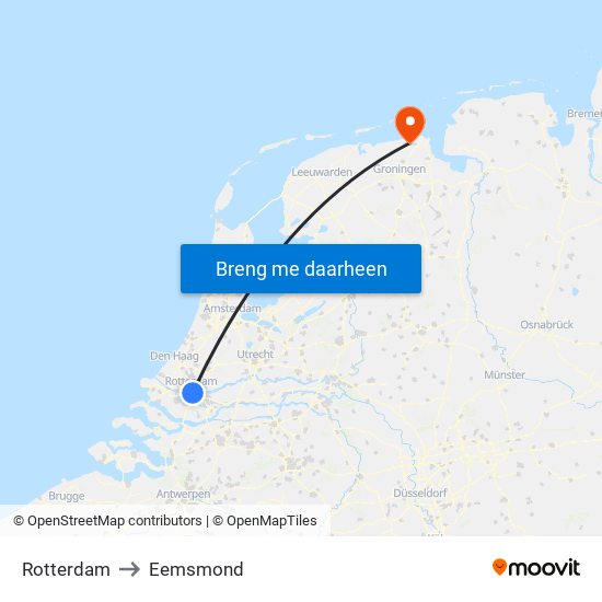 Rotterdam to Eemsmond map