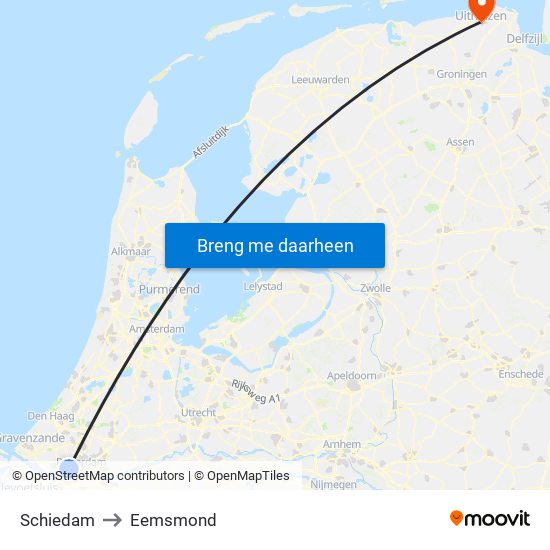 Schiedam to Eemsmond map