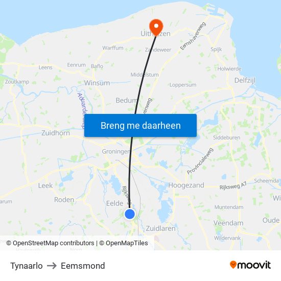 Tynaarlo to Eemsmond map