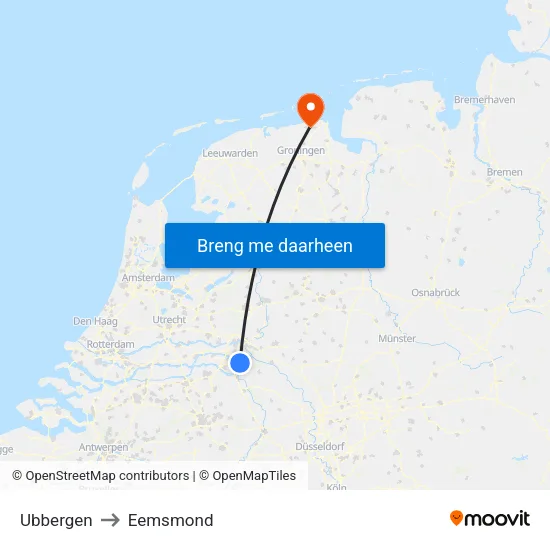 Ubbergen to Eemsmond map