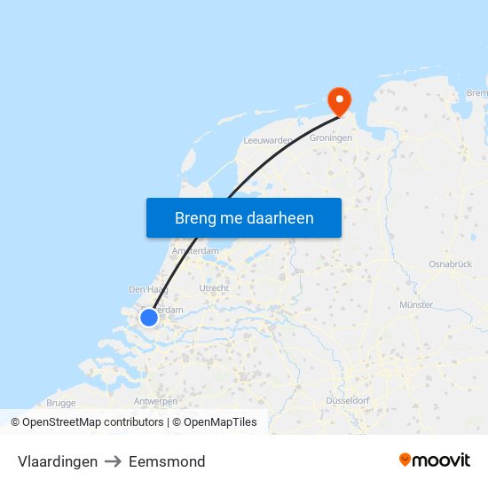 Vlaardingen to Eemsmond map