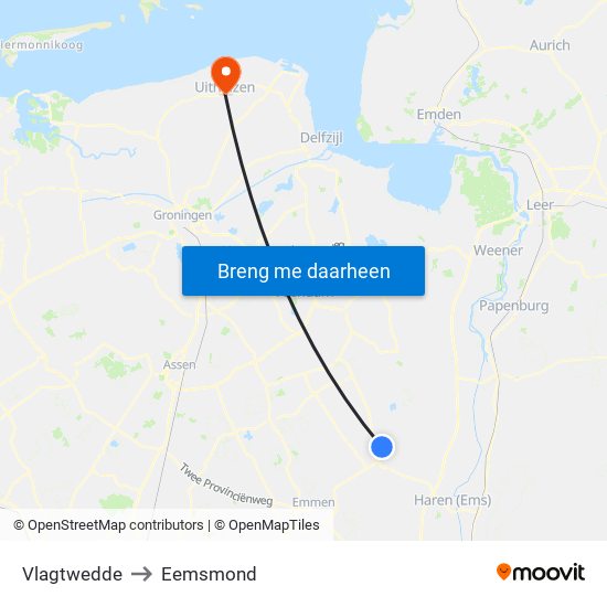 Vlagtwedde to Eemsmond map