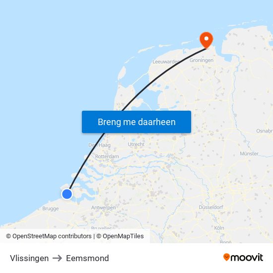 Vlissingen to Eemsmond map