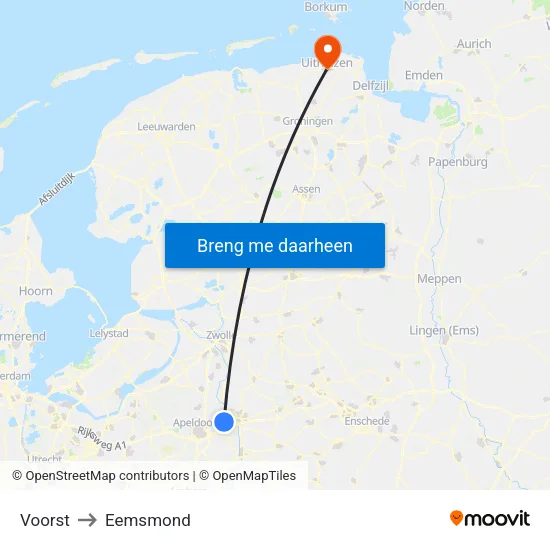 Voorst to Eemsmond map