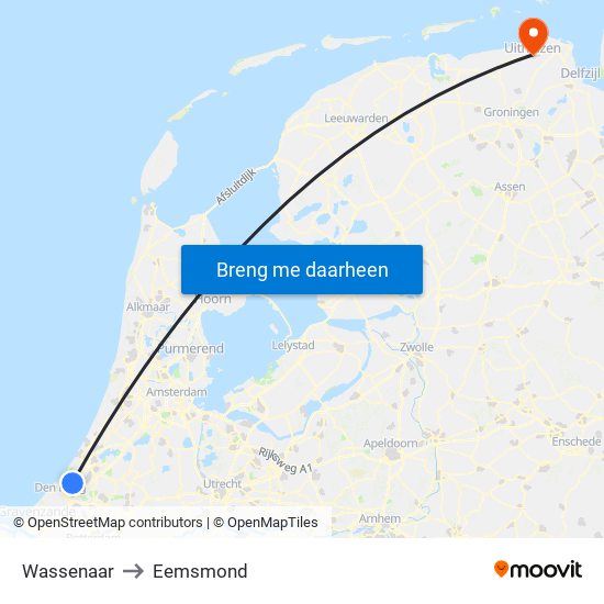 Wassenaar to Eemsmond map