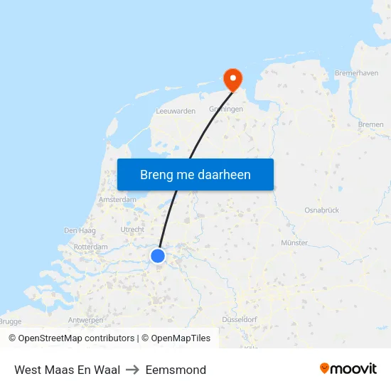West Maas En Waal to Eemsmond map