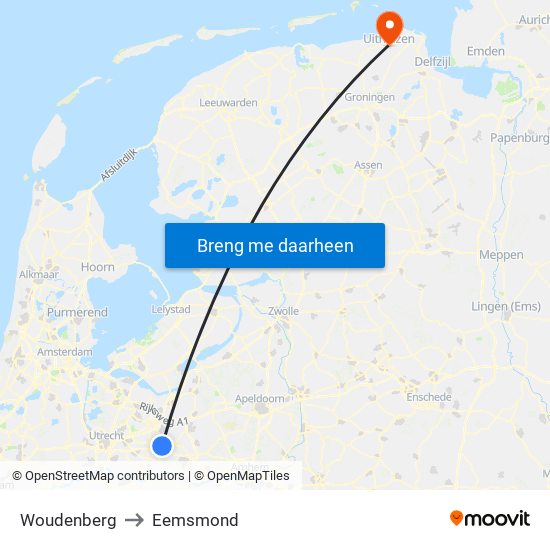 Woudenberg to Eemsmond map