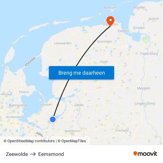 Zeewolde to Eemsmond map